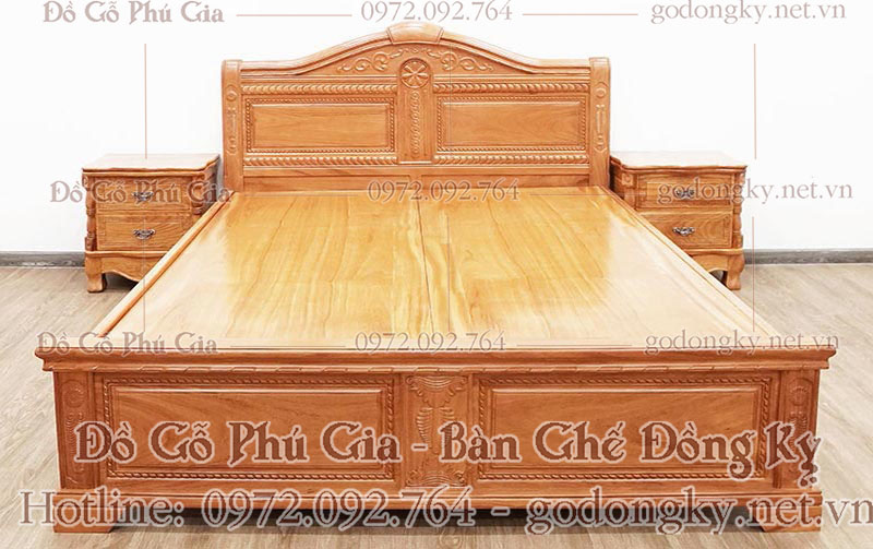 giường ngủ trơn gỗ gõ đỏ 2mx2m2